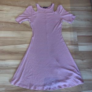 Striped dress with cute shoulder cut outs